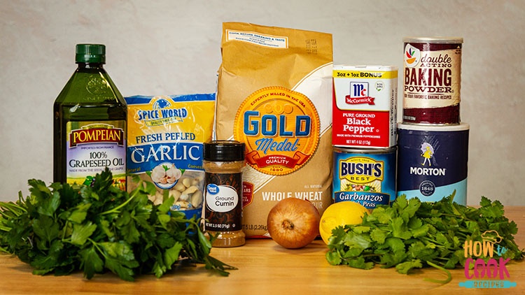 Ingredients for making falafel