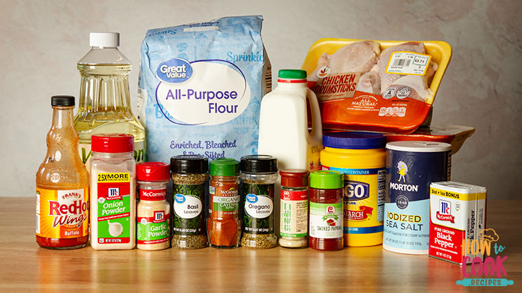 Ingredients for making fried chicken