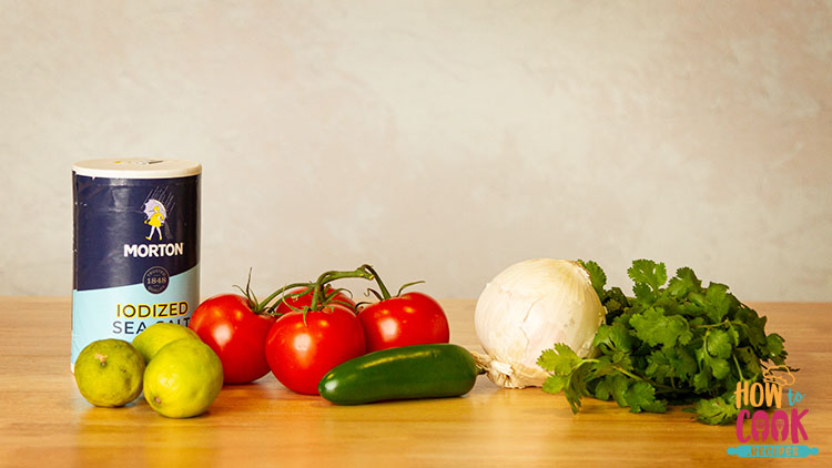 Ingredients for making pico de gallo from scratch