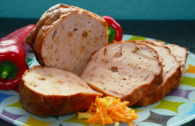 Sliced meatloaf on a plate